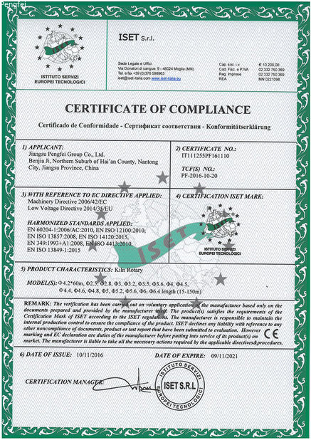 China JIANGSU PENGFEI GROUP CO.,LTD certificaten